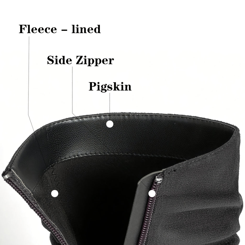 Women's Mid-Calf Boots, Plain Fashionable Boots with Zipper for Comfort and Casual Wear, Round Toe in the Middle of Calf