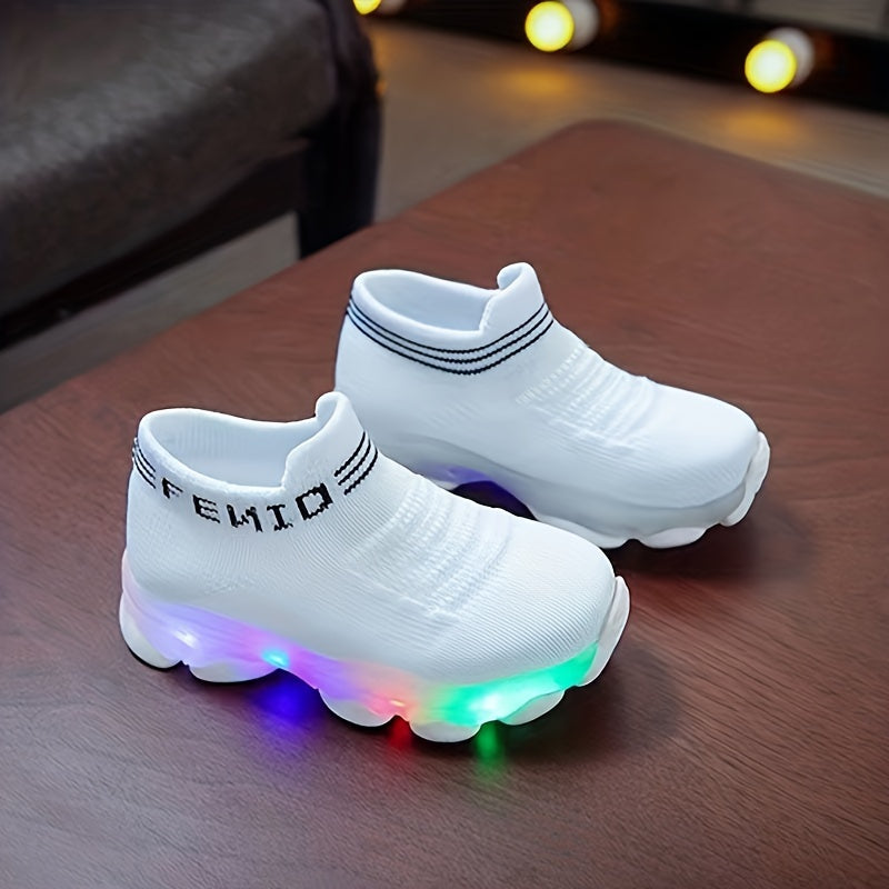 Boys' and Girls' Casual Sports Shoes, Dual-Color Gradient Dad Sneakers, Breathable Lightweight White Canvas Shoes for Students