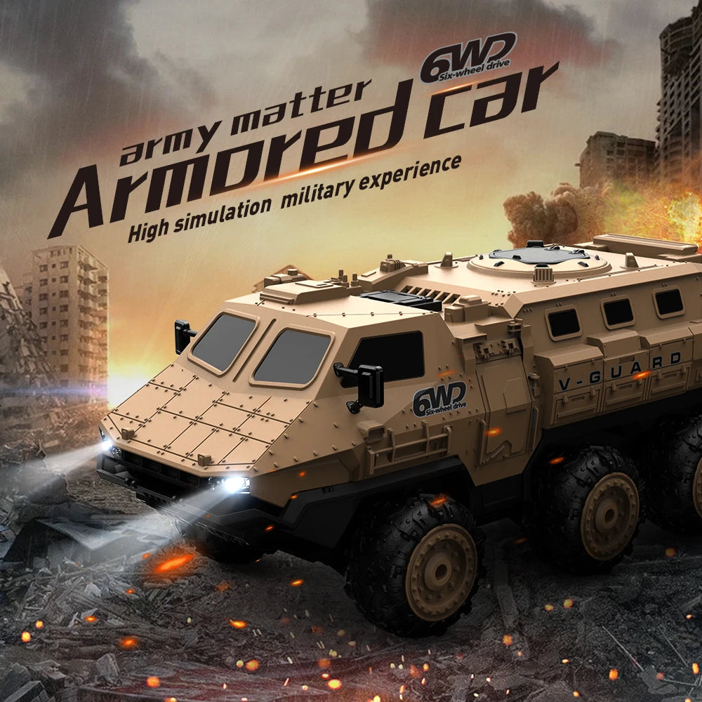 2.4g 1:16 Six-wheeled Armored Remote Control Vehicle Simulates Carrier Truck Climbing Model Toy Car at High Speed 20km/h