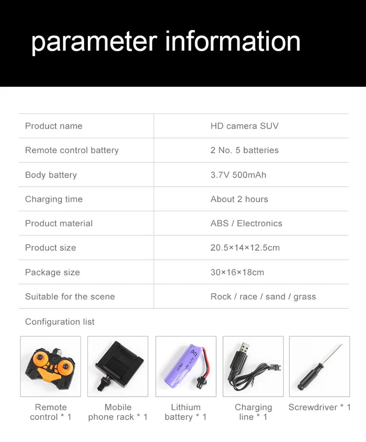 2.4Ghz Remote Control Car with Camera WiFi 720P HD FPV Camera,  1/18 Scale -Road Stunt Rc Car Gesture Rc Car