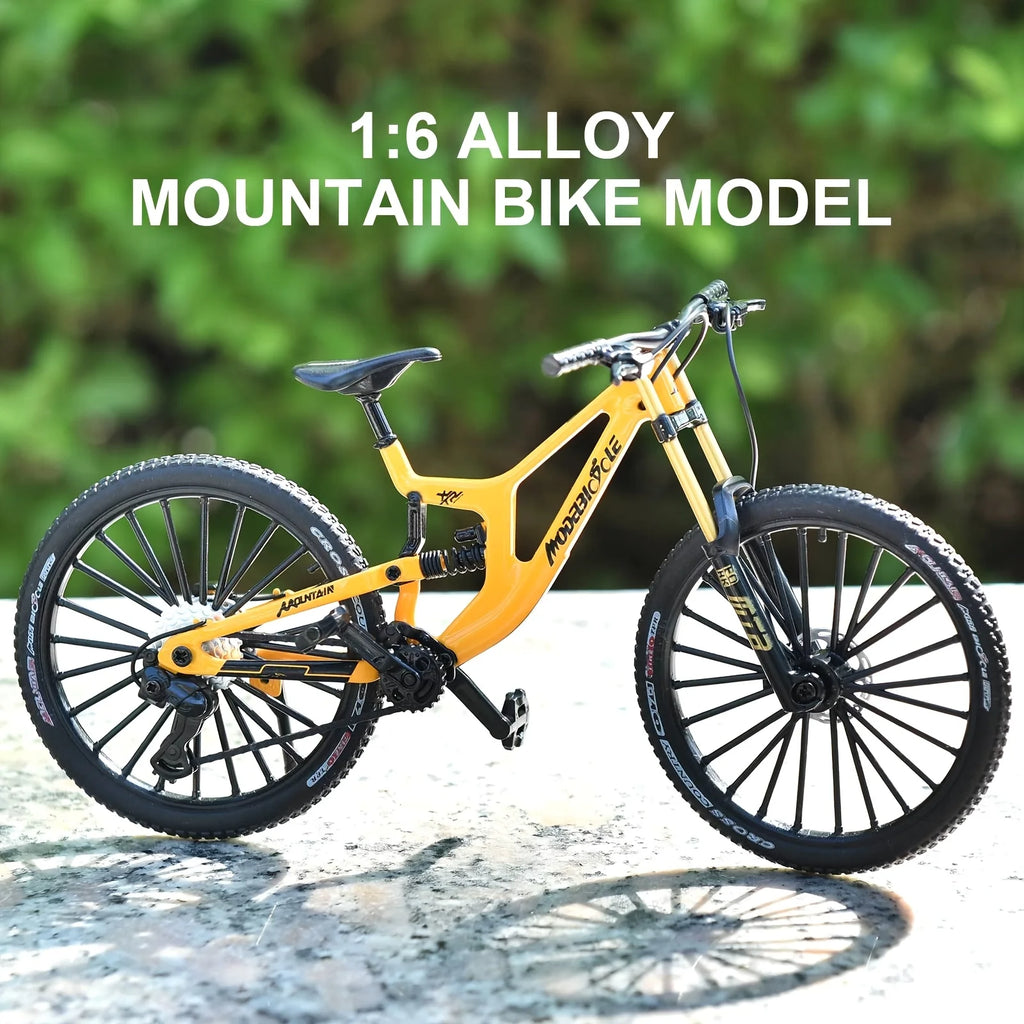 1:6 Scale Alloy Mountain Bike Model Realistic Gear Toy with Front & Rear Shock Absorbers Christmas Gifts for Bicycle Enthusiasts