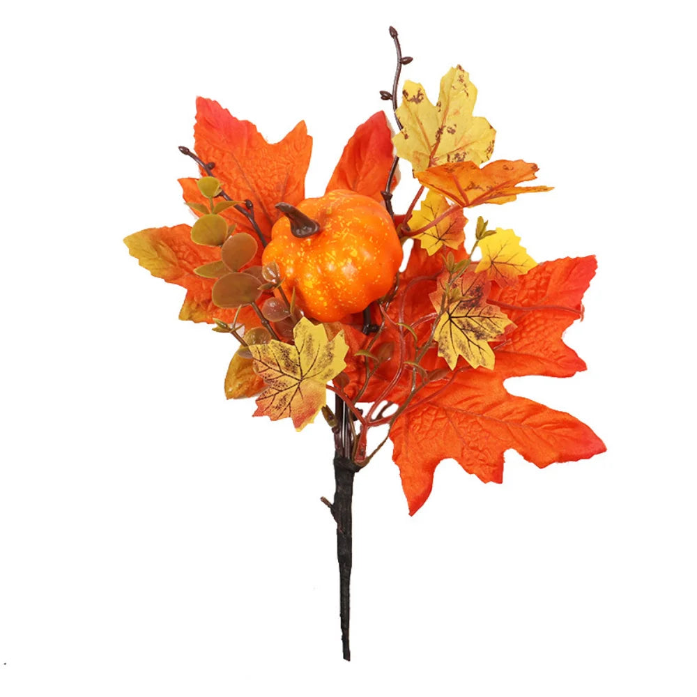 Autumn Thanksgiving Decor Maple Leaf Bunches Potted Plants Halloween Fall Decorations Artificial Greenery For Home Table