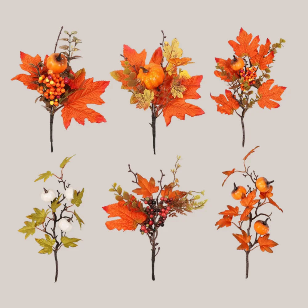 Autumn Thanksgiving Decor Maple Leaf Bunches Potted Plants Halloween Fall Decorations Artificial Greenery For Home Table