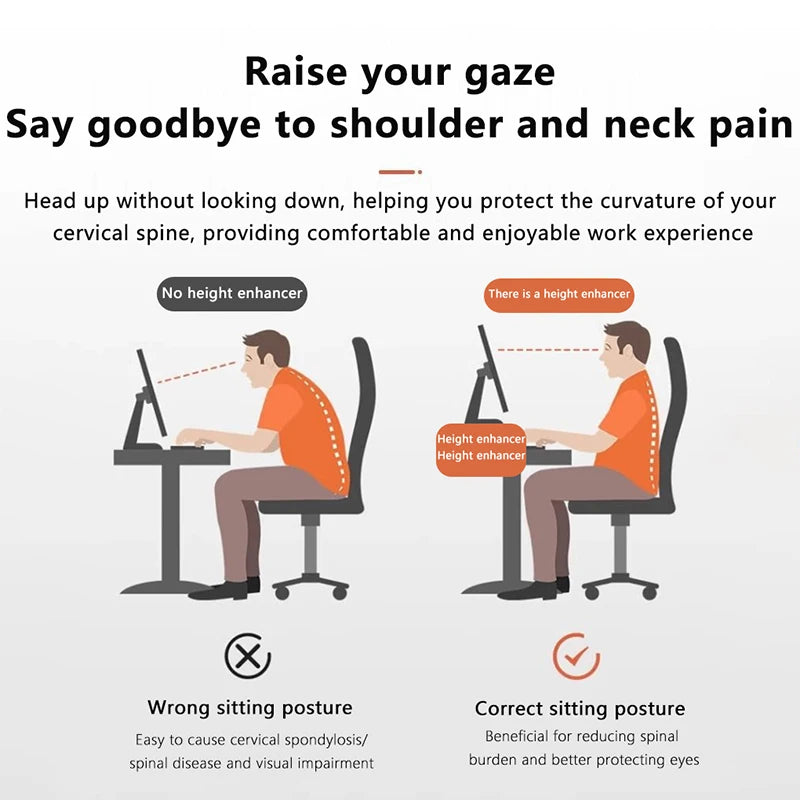 Double-Deck Computer Monitor Riser Holder PC Screen Stand Bracket Desktop Laptop Keyboard Mouse Storage Organizer Pen Container