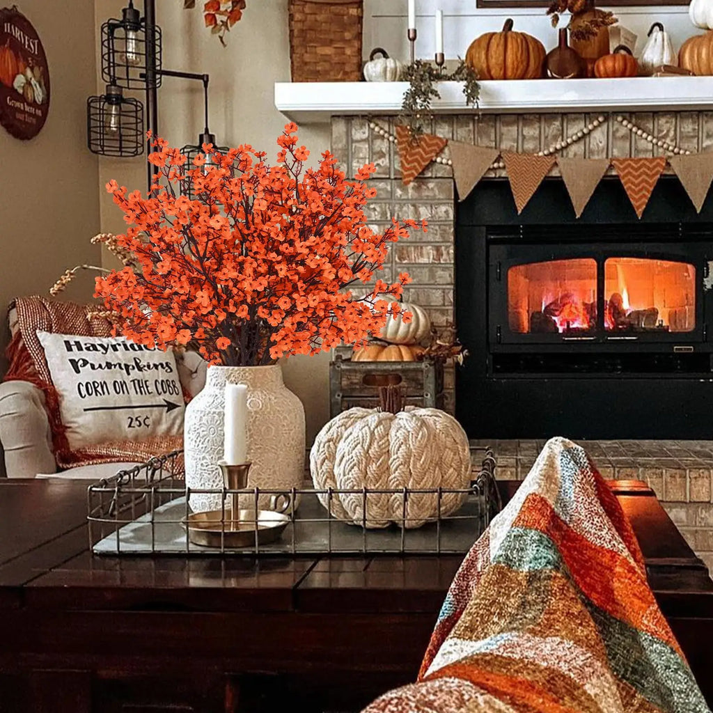 3/1Pcs Fall Babys Breath Artificial Flowers Fake Plants for Home Wedding Centerpiece Table Thanksgiving Party Autumn Decorations