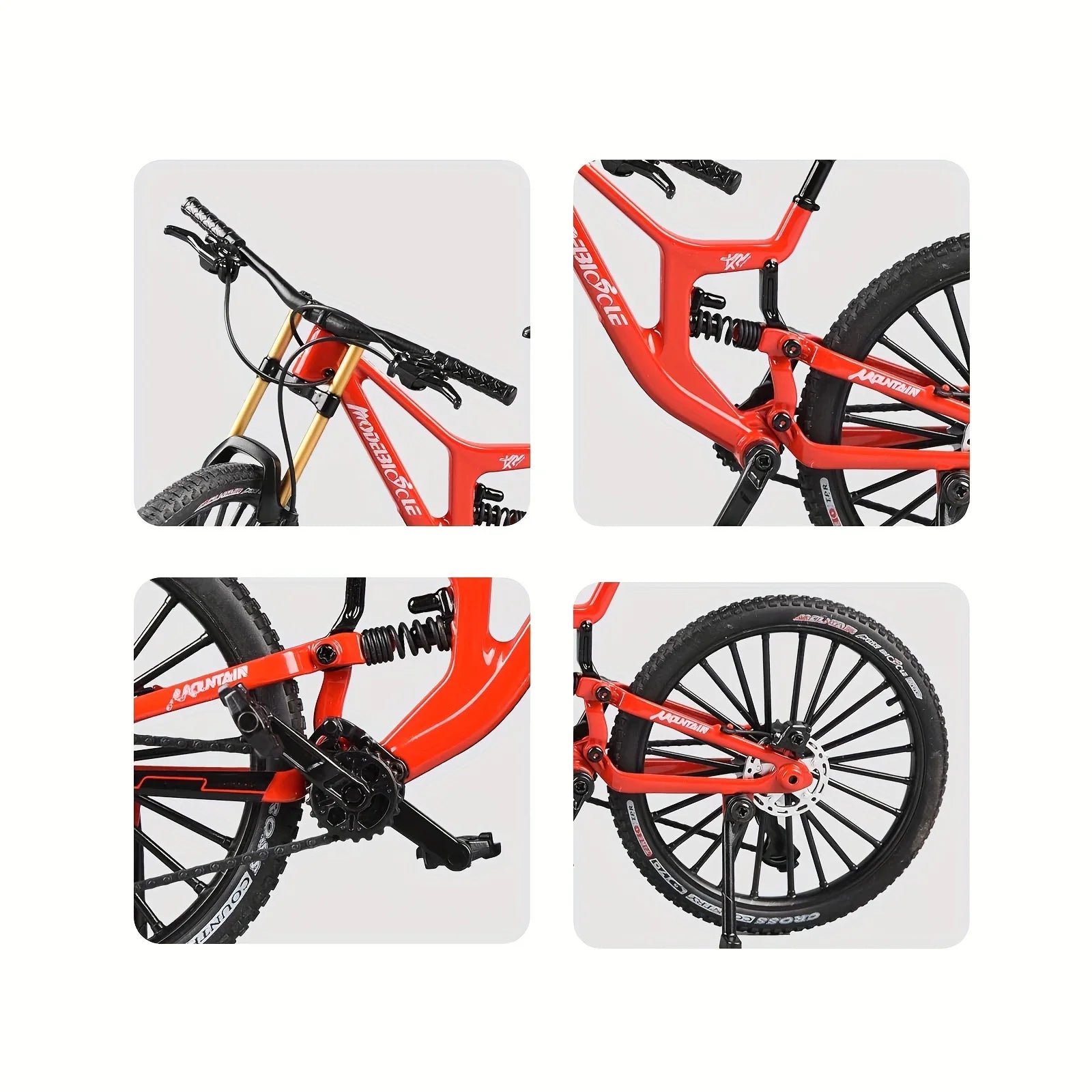 1:6 Scale Alloy Mountain Bike Model Realistic Gear Toy with Front & Rear Shock Absorbers Christmas Gifts for Bicycle Enthusiasts