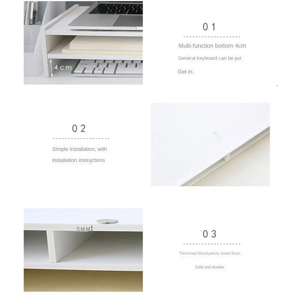 Desktop Computer Monitor Stand Modern Design Multi Compartment Laptop Heightening Holder for Home School Office Desktop Shelf