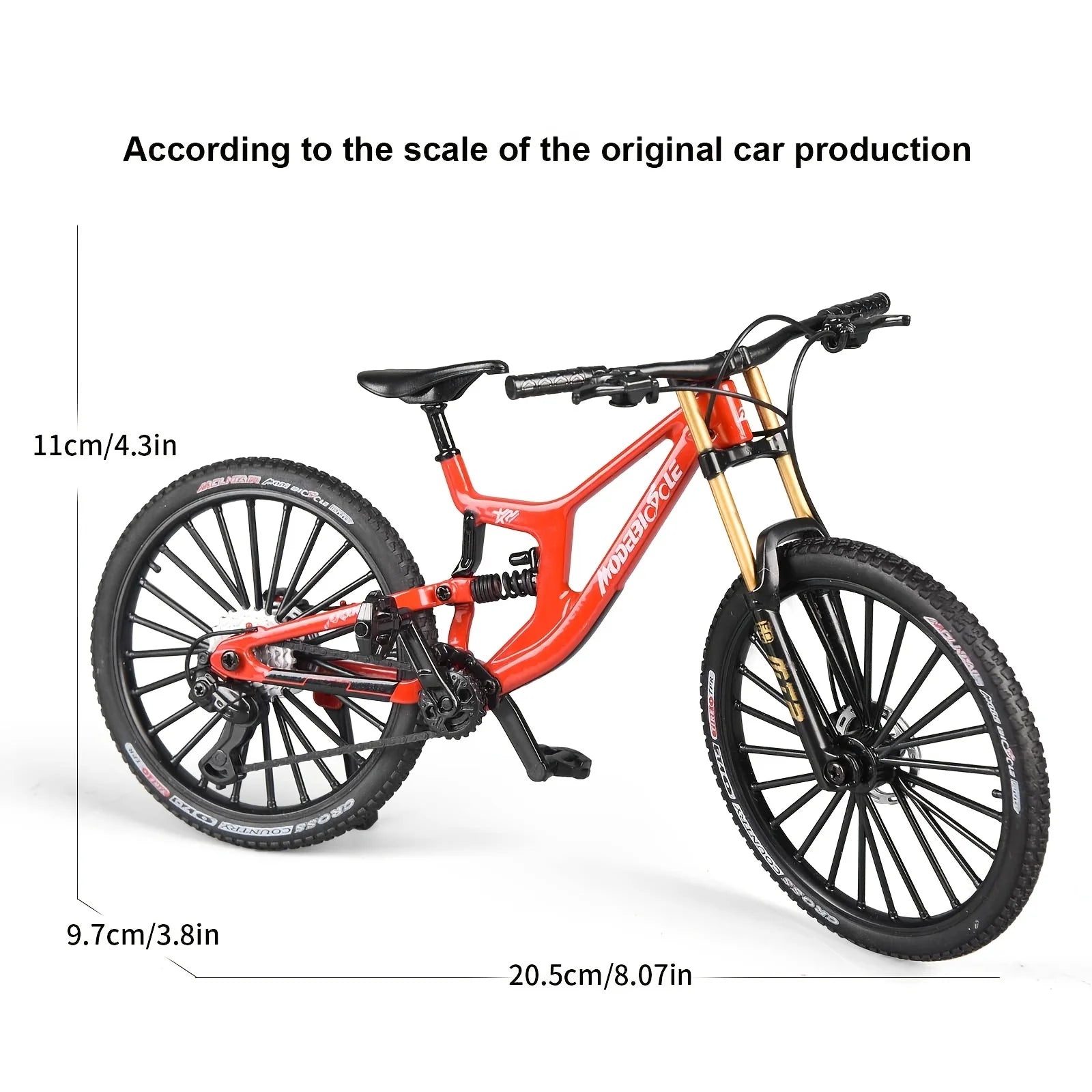 1:6 Scale Alloy Mountain Bike Model Realistic Gear Toy with Front & Rear Shock Absorbers Christmas Gifts for Bicycle Enthusiasts