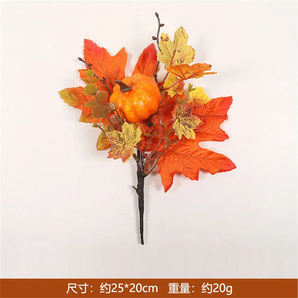 Autumn Thanksgiving Decor Maple Leaf Bunches Potted Plants Halloween Fall Decorations Artificial Greenery For Home Table