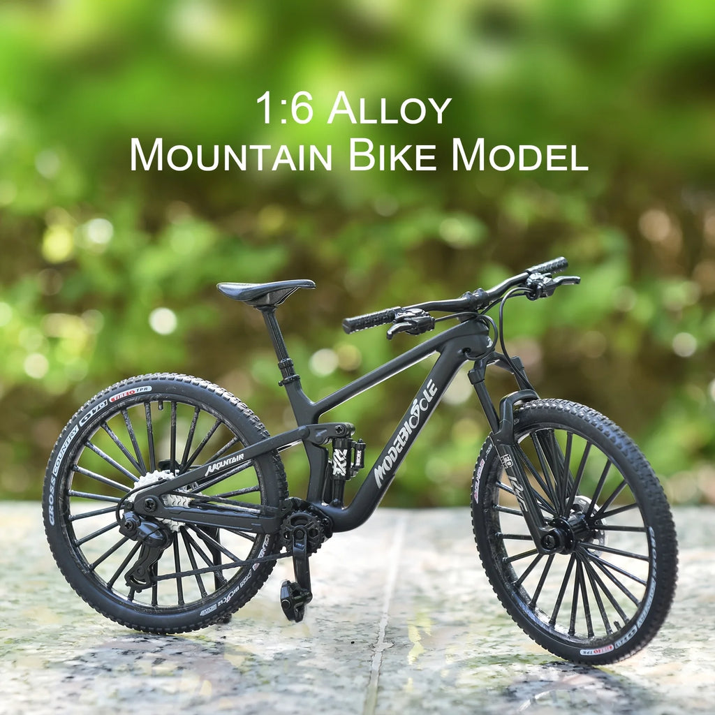 1:6 Scale Alloy Mountain Bike Model Realistic Gear Toy with Front & Rear Shock Absorbers Christmas Gifts for Bicycle Enthusiasts