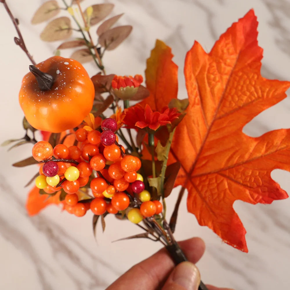 Autumn Thanksgiving Decor Maple Leaf Bunches Potted Plants Halloween Fall Decorations Artificial Greenery For Home Table