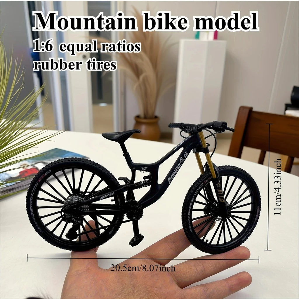 1:6 Scale Alloy Mountain Bike Model Realistic Gear Toy with Front & Rear Shock Absorbers Christmas Gifts for Bicycle Enthusiasts