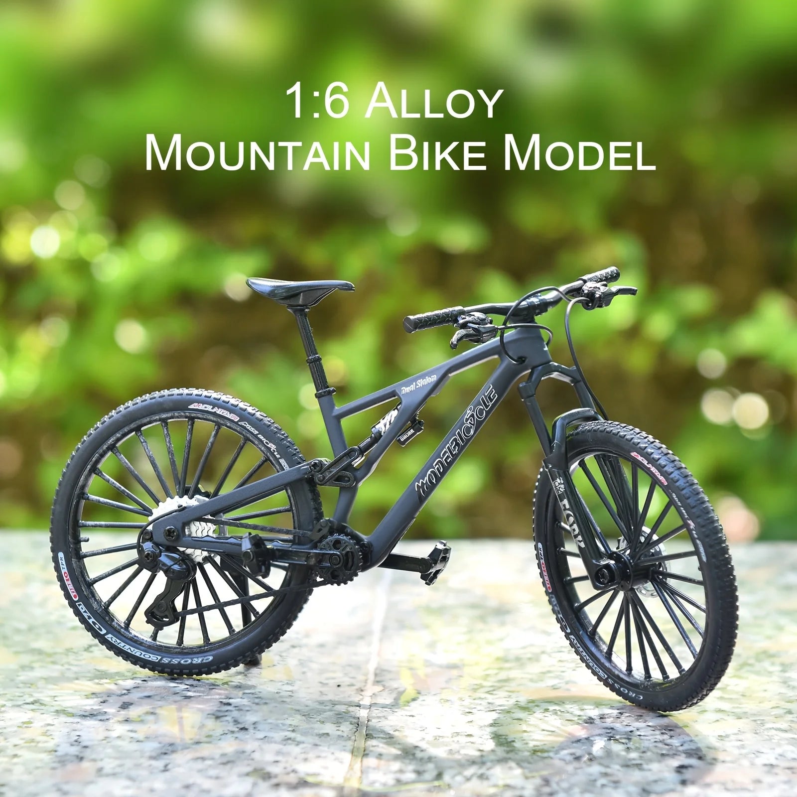 1:6 Scale Alloy Mountain Bike Model Realistic Gear Toy with Front & Rear Shock Absorbers Christmas Gifts for Bicycle Enthusiasts