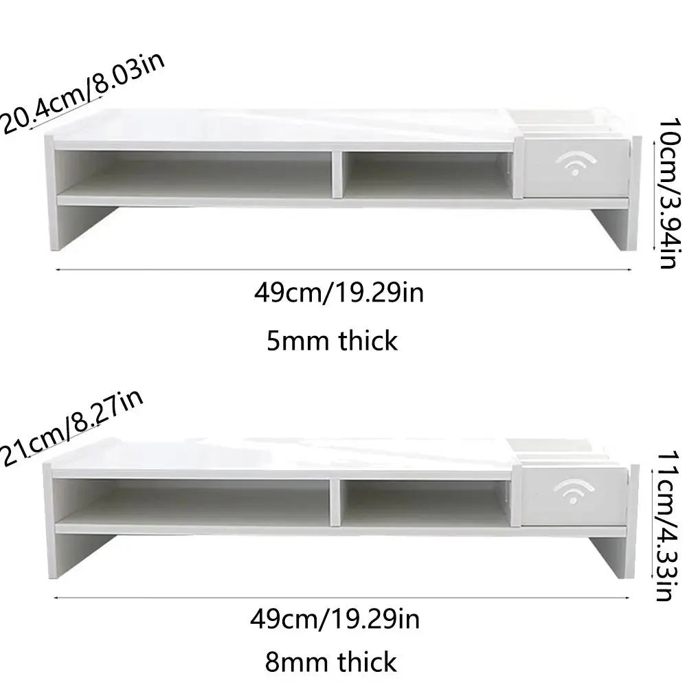 Desktop Computer Monitor Stand Modern Design Multi Compartment Laptop Heightening Holder for Home School Office Desktop Shelf