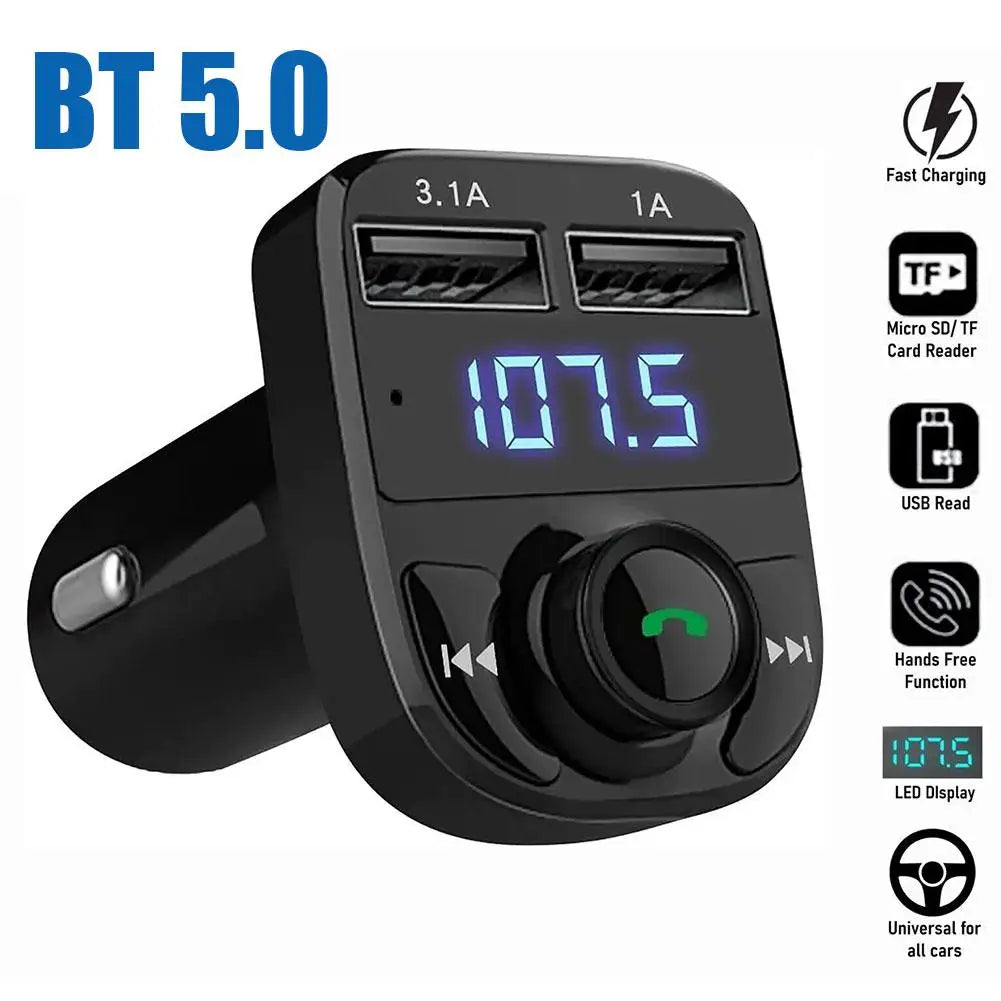 Car Charger Wireless Bluetooth FM Transmitter Hands-Free Calling Radio Receiver Mp3 Music Stereo Adapter Dual USB Port Charger