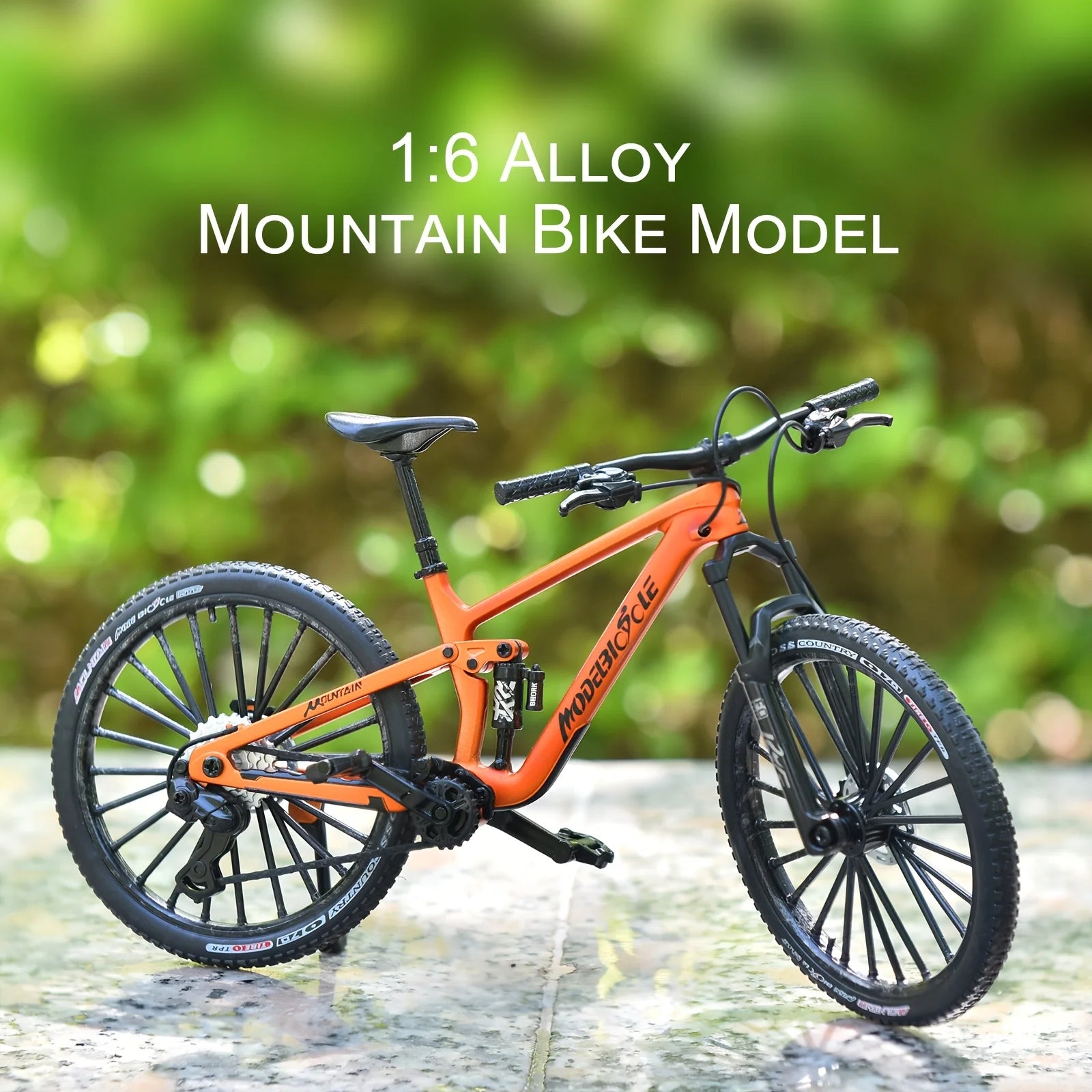 1:6 Scale Alloy Mountain Bike Model Realistic Gear Toy with Front & Rear Shock Absorbers Christmas Gifts for Bicycle Enthusiasts