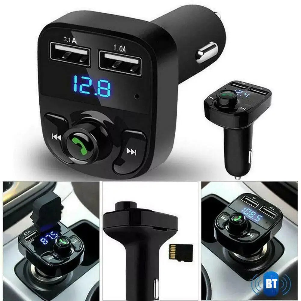 Car Charger Wireless Bluetooth FM Transmitter Hands-Free Calling Radio Receiver Mp3 Music Stereo Adapter Dual USB Port Charger