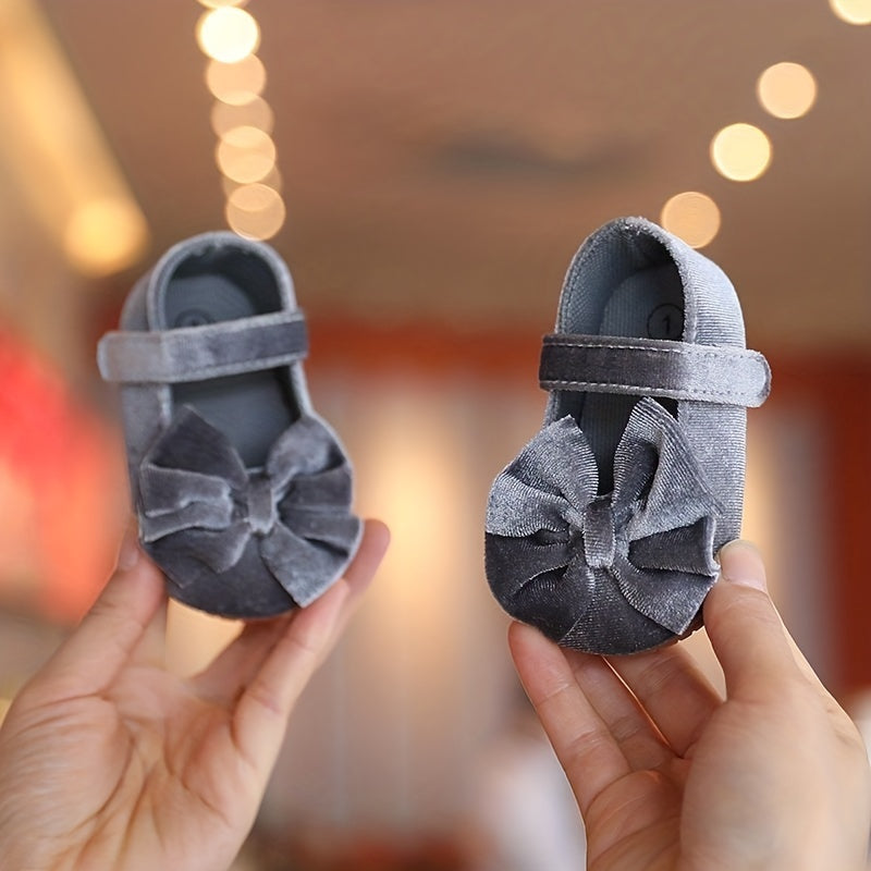 Baby Girls Mary Jane Flats With Bowknot First Walker Shoes Crib Shoes Princess Wedding Party Christmas Dress Shoes